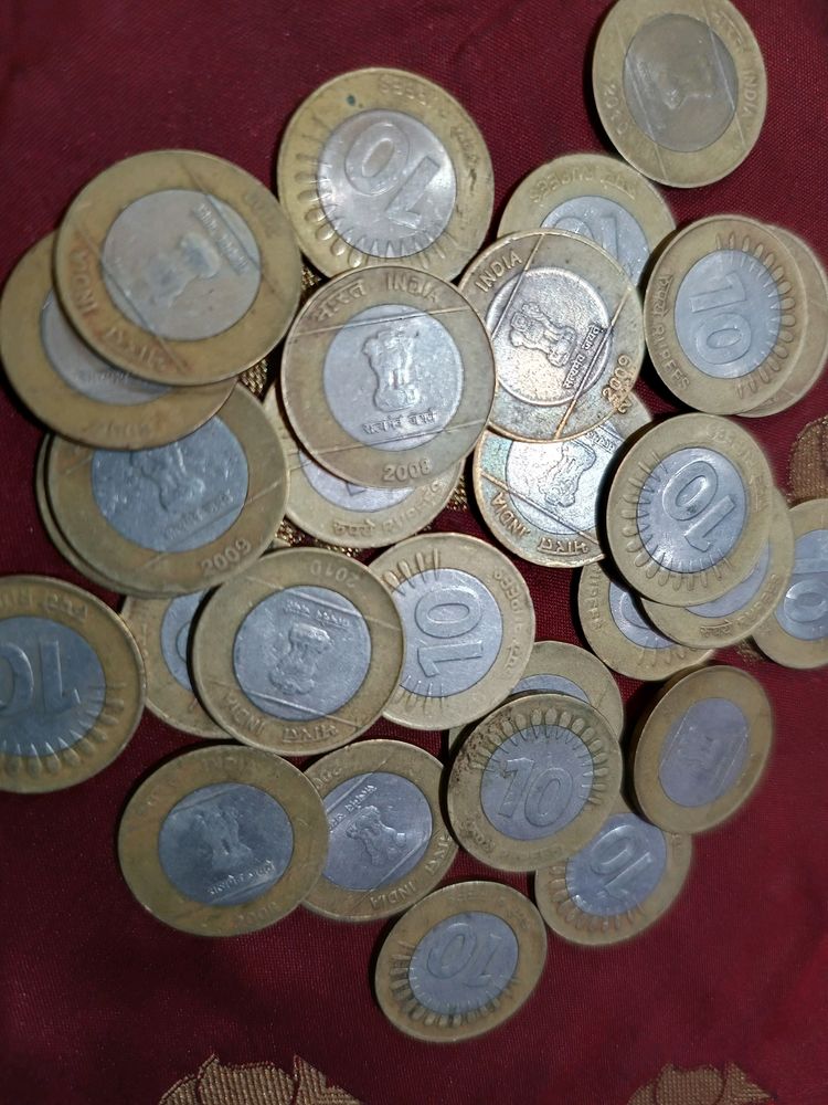 10 Rupees Coin 15 Rays With No Rupee  Symbol 20 Ps