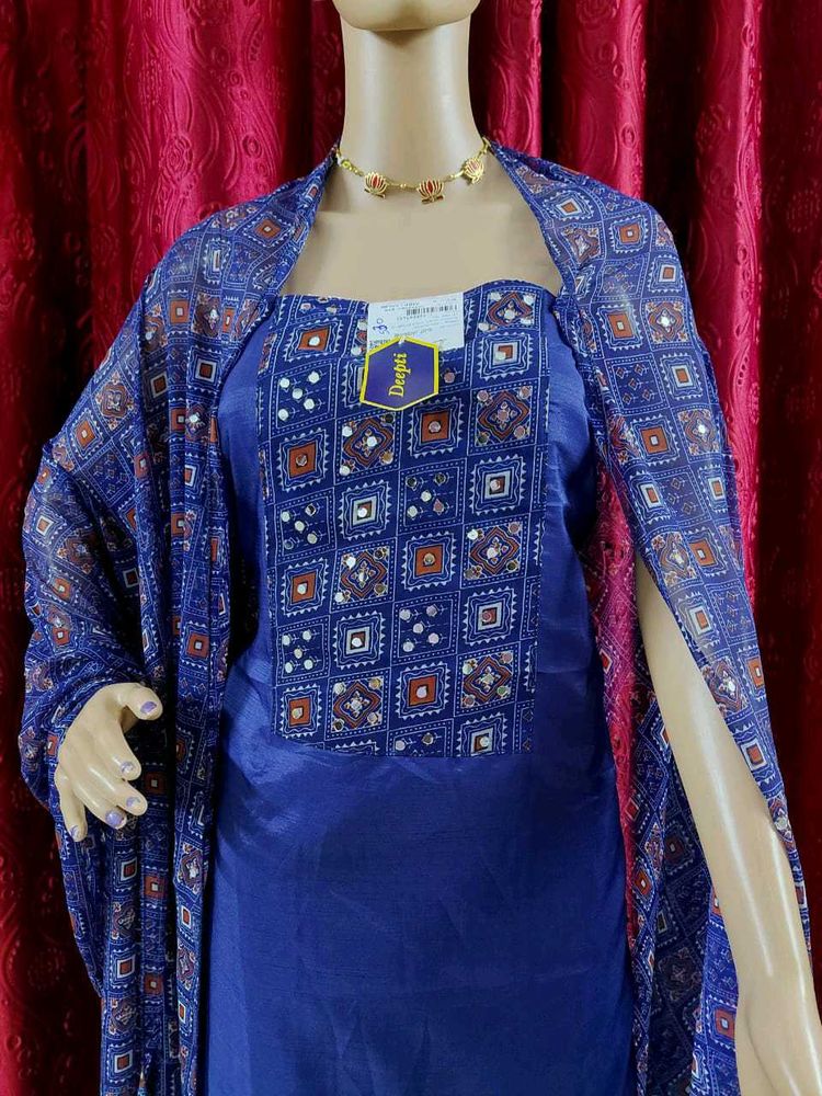 Blue Kurti Unstitched Mirror Work 🌌