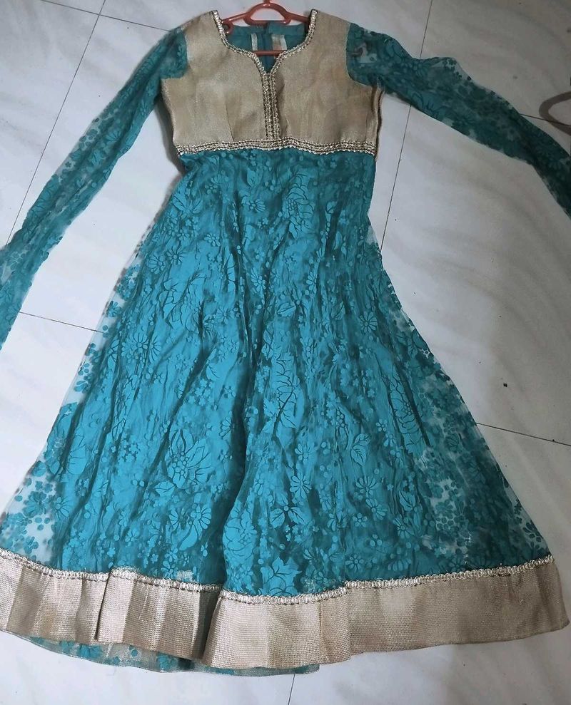 Teal Lace Anarkali Dress