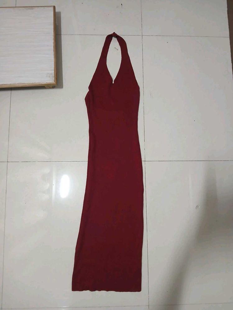 Burgundy Halter Maxi Dress