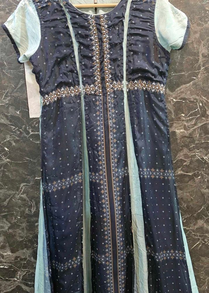 Elegant Navy Blue &amp; Sea Green Gown