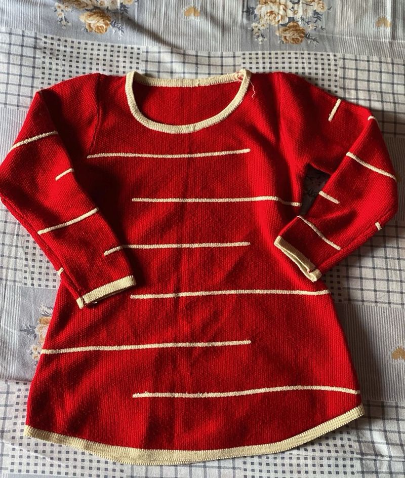 Vintage Red Striped Knit Top