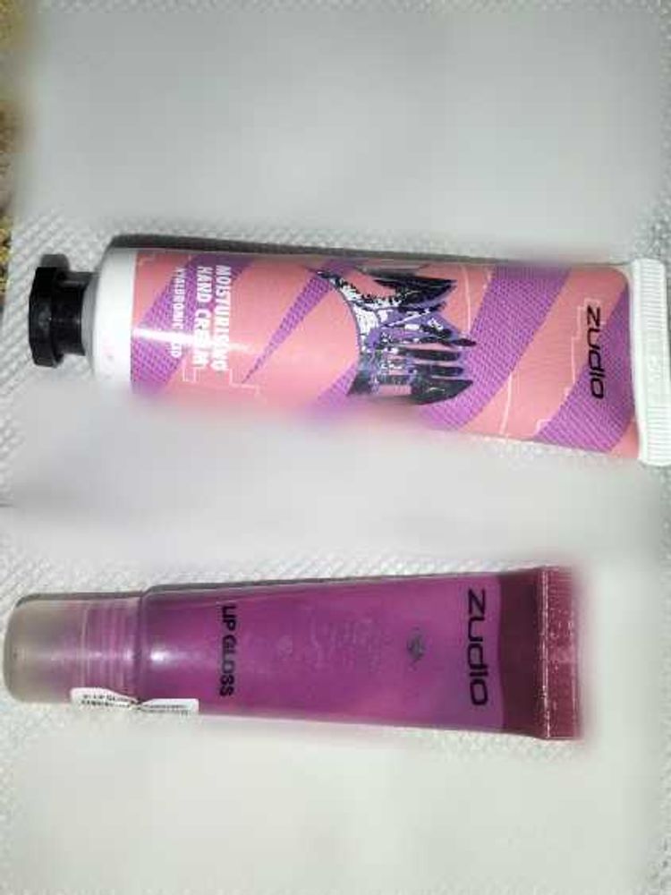 moisturising hand cream and juicy lip gloss