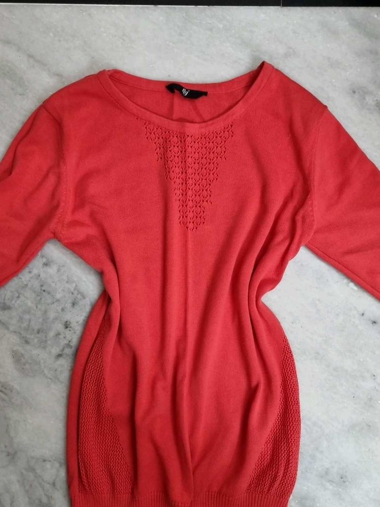 Reddish Pink Coral Knit Top