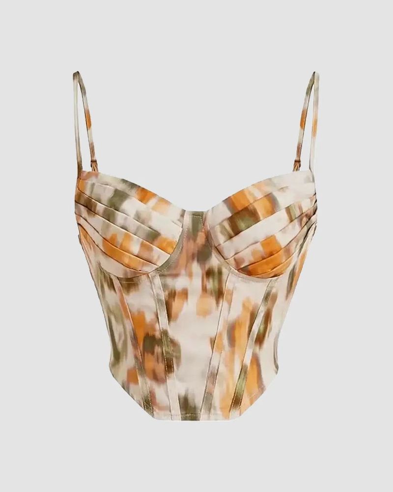 Asymmetrical Tie Dye Busty Corset Crop Cami Top