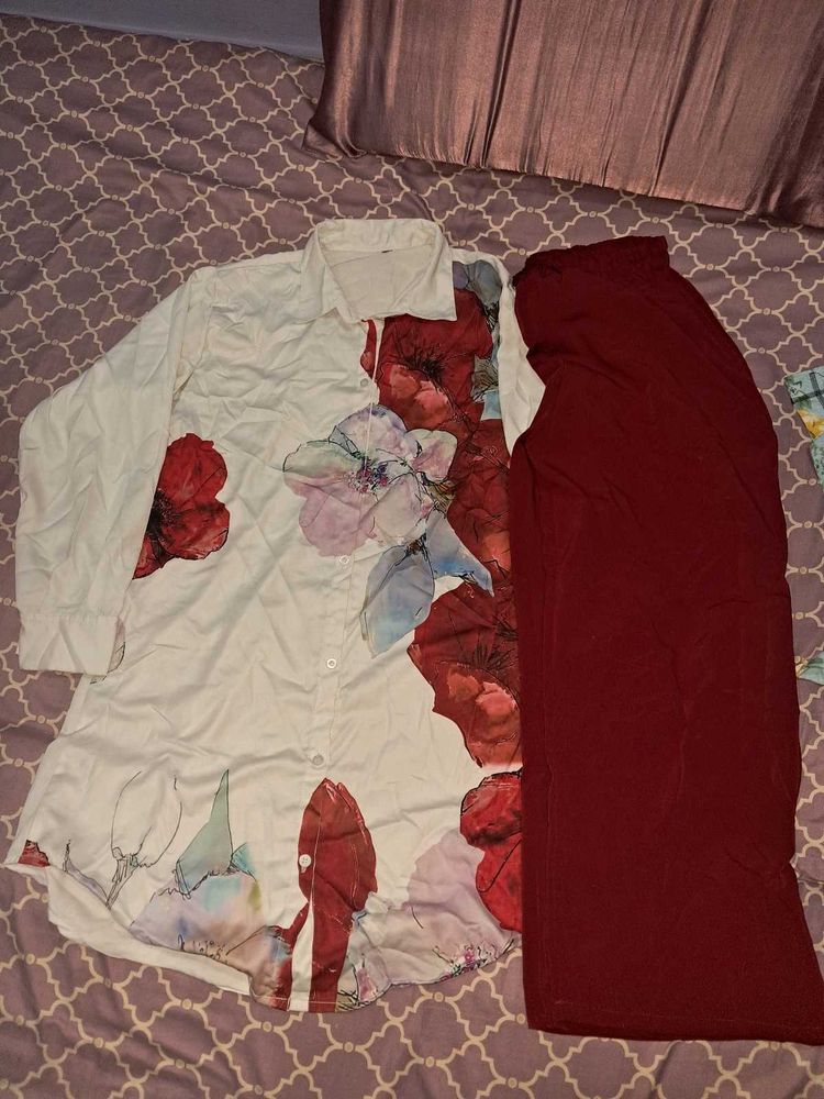 Floral Print Shirt &amp; Pants Set
