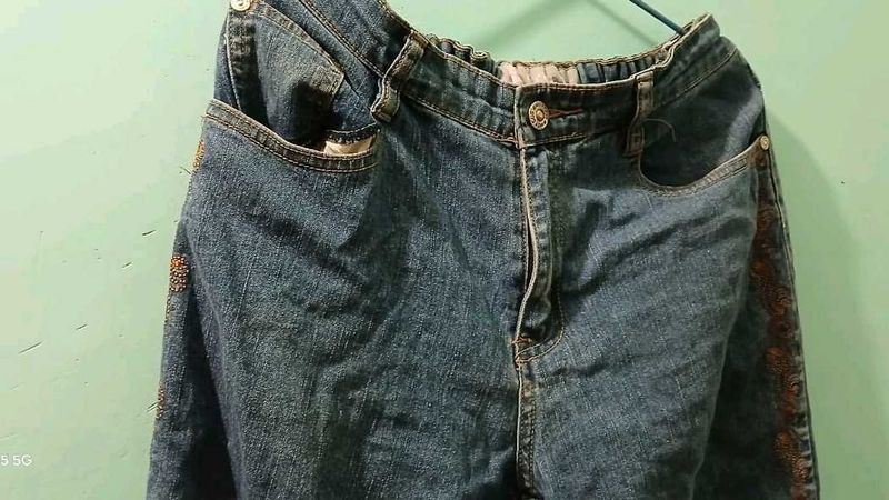 Embroidered Denim Jeans