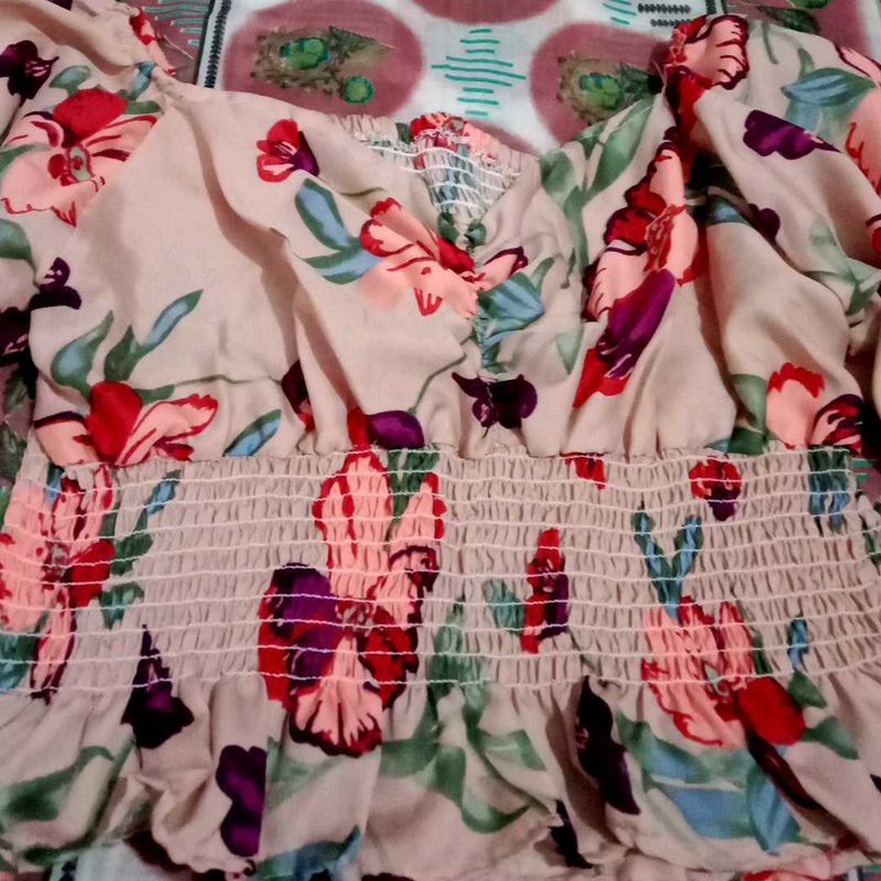 Floral Smocked Crop Top