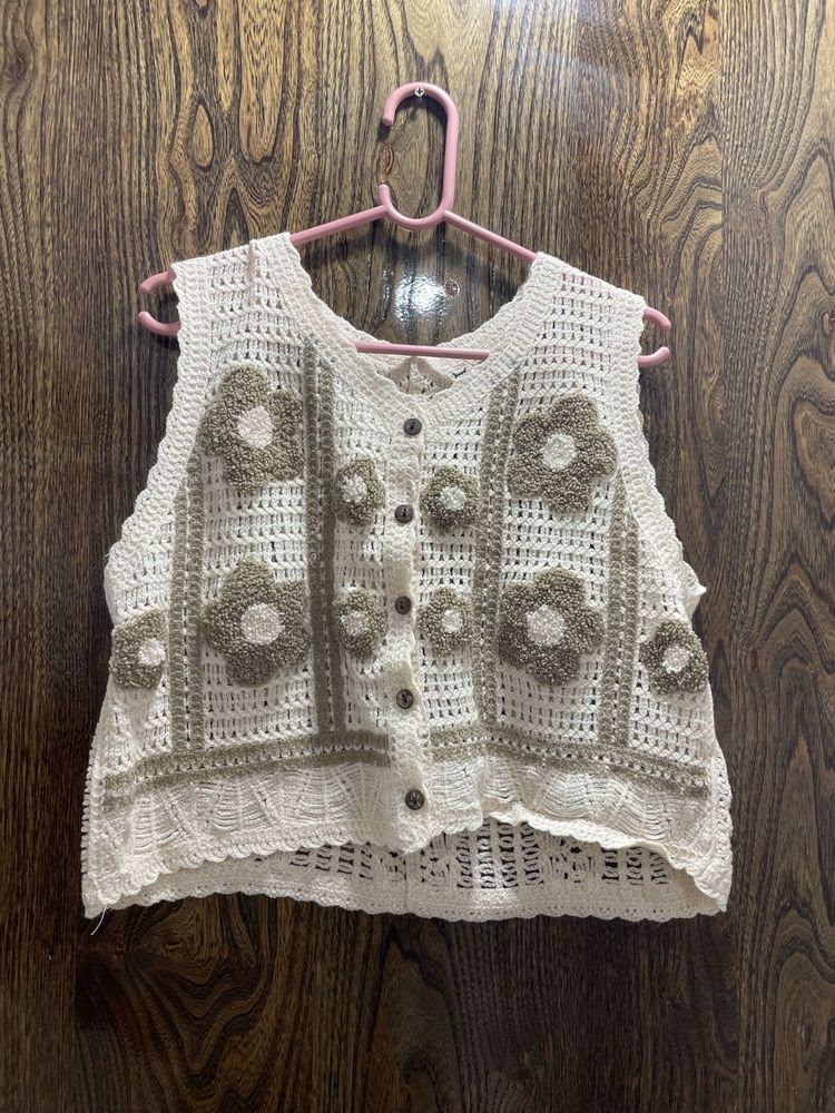 Crochet Floral Vest Top