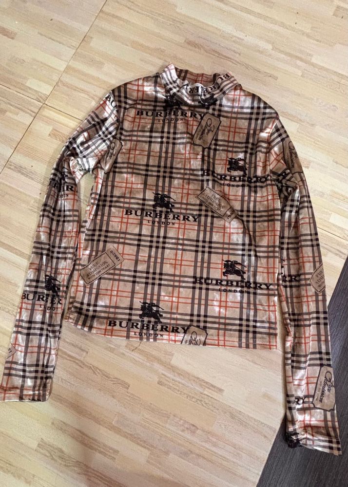 Burberry Plaid Long Sleeve Top