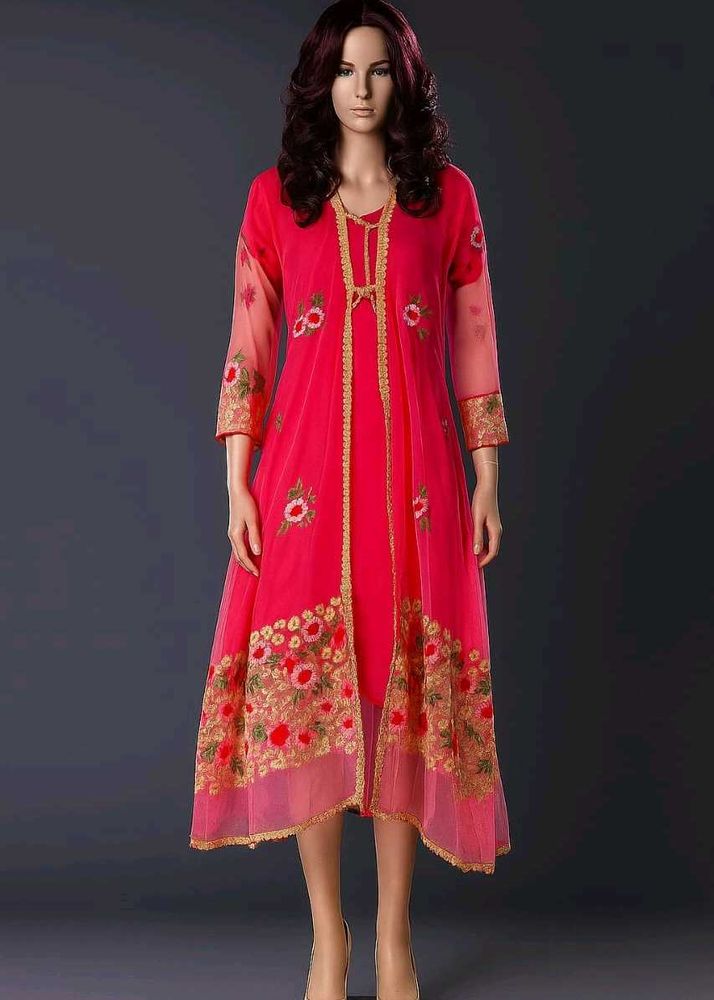 Elegant Pink Embroidered Dress