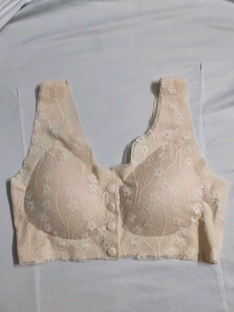 Lace Bralette with Button Detail