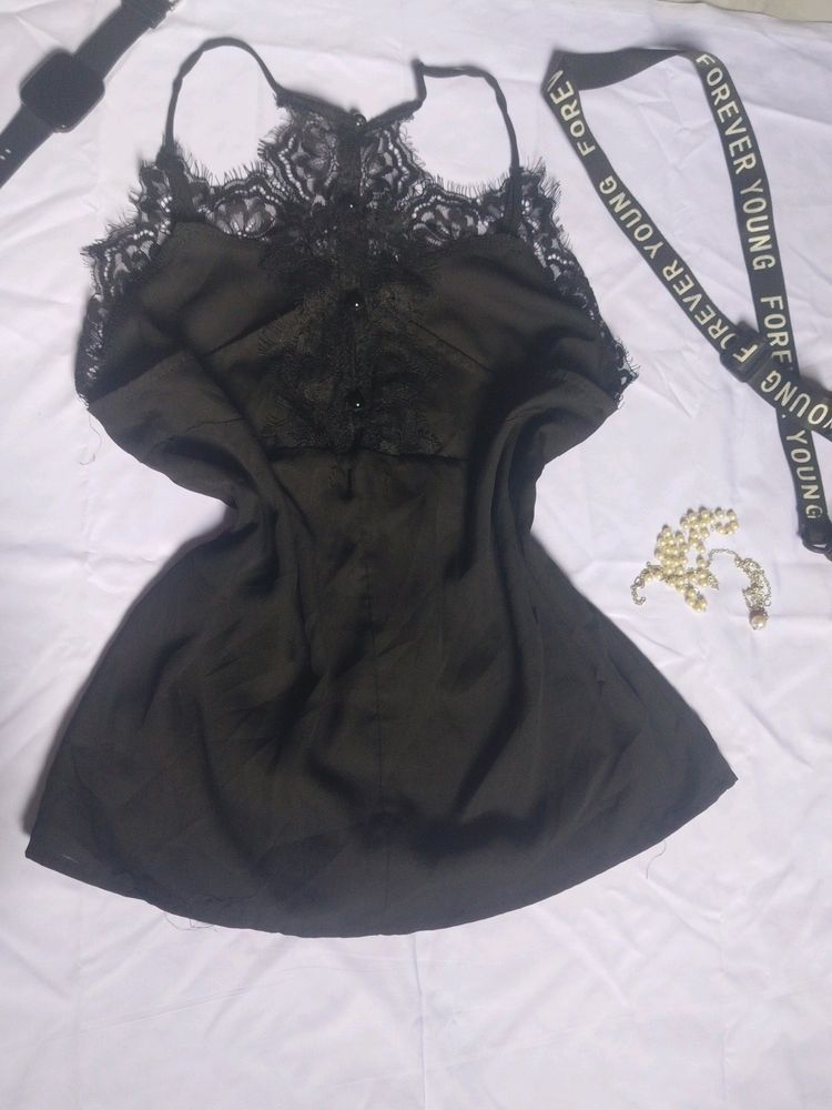 Lace-trimmed Sttrapy Top