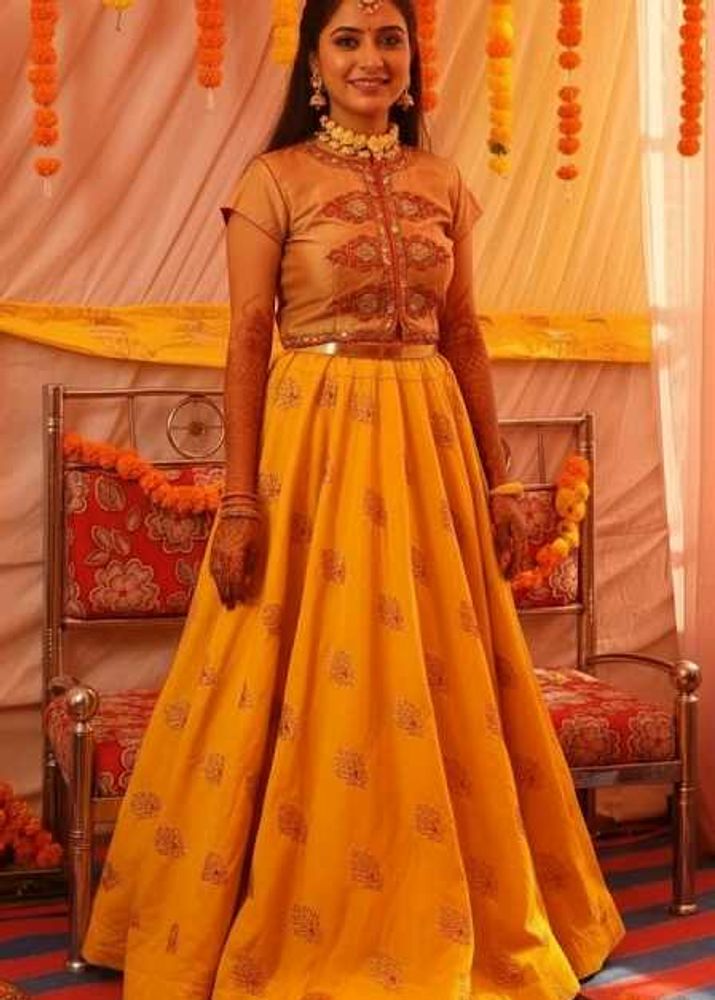 Bridal Haldi Outfit Crop Top With Ghagara