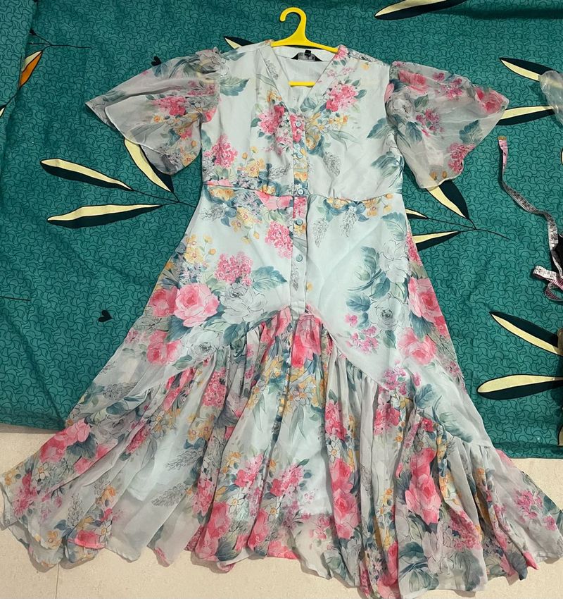 Baby Blue Floral Dress