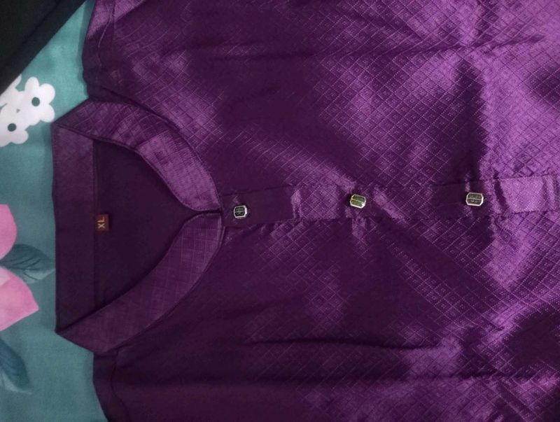 Men&#39;s Purple cotton silk Kurta
