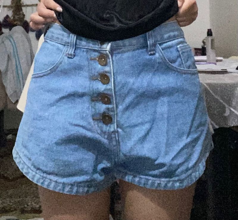 Button-Up Denim Shorts
