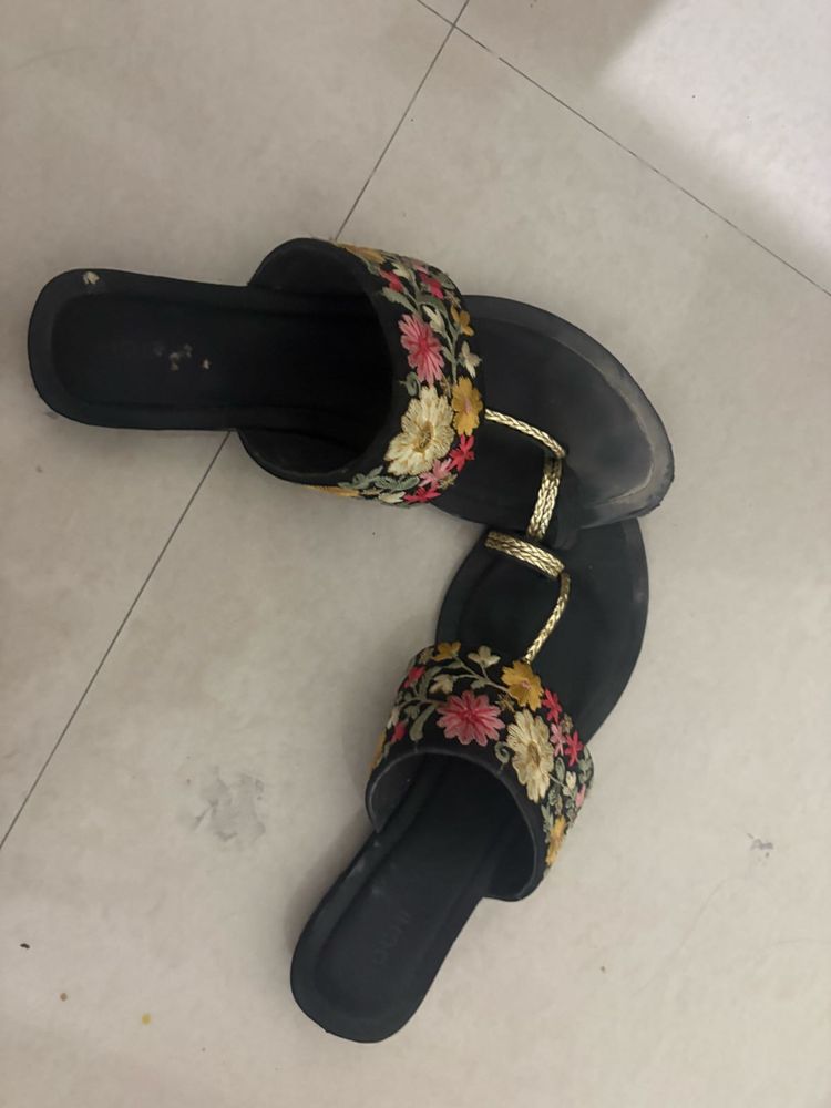 Floral Embroidered Flats