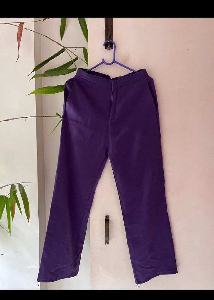 Satin Finish Violet Trousers