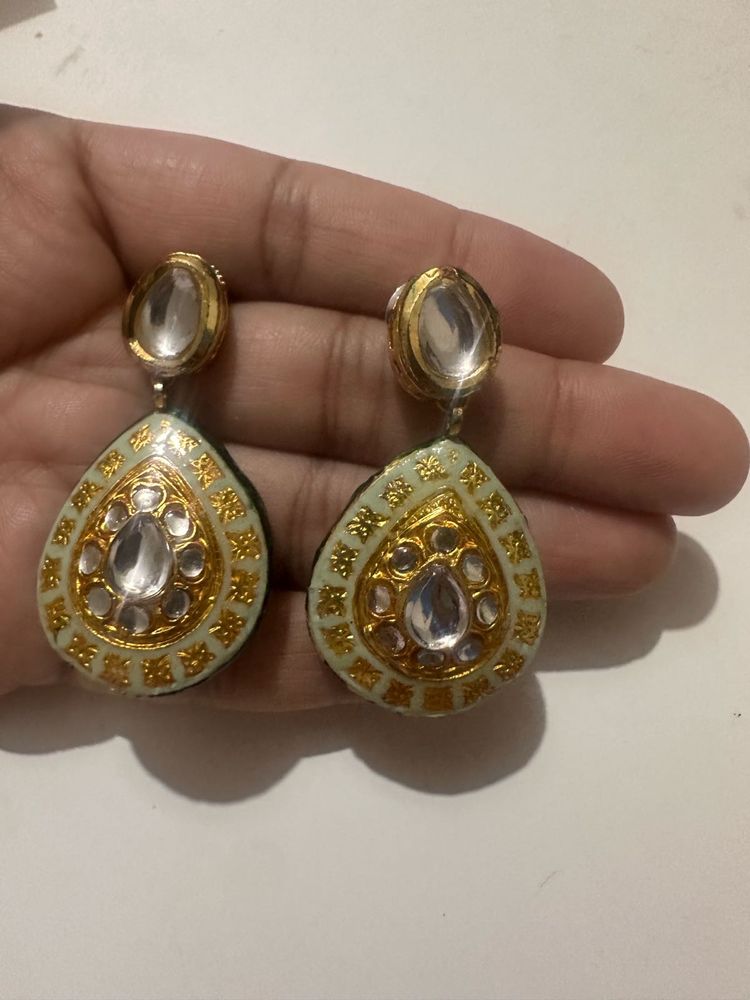 Kundan meenakari earrings