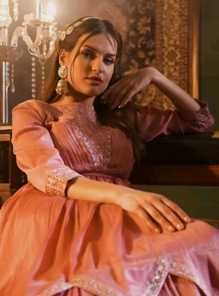 Elegant Pink Embellished Dress