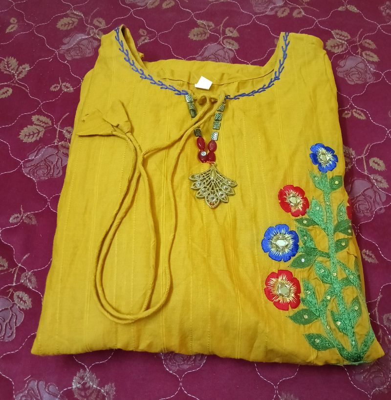 Yellow Full Length Kurti