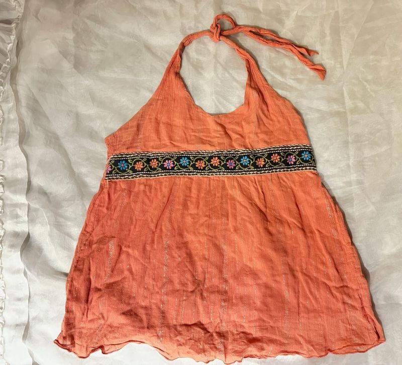Boho Embroidered Halter Top