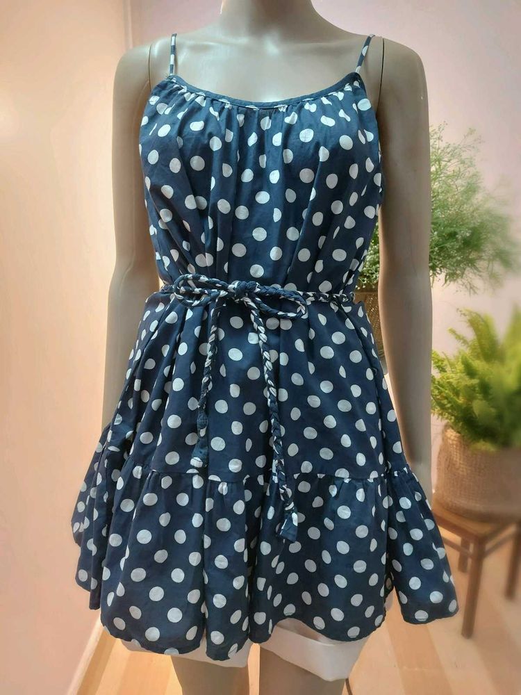 Thrifted Polka Dot Sundress with Tie Belt