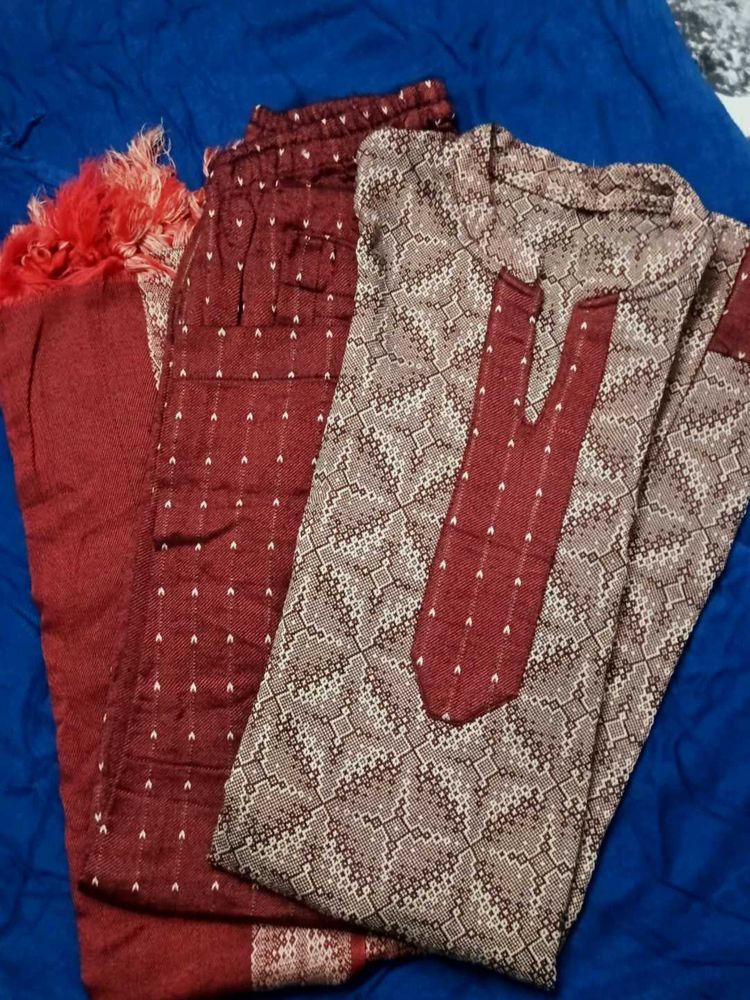 Winter piece kurta Set🧣💞