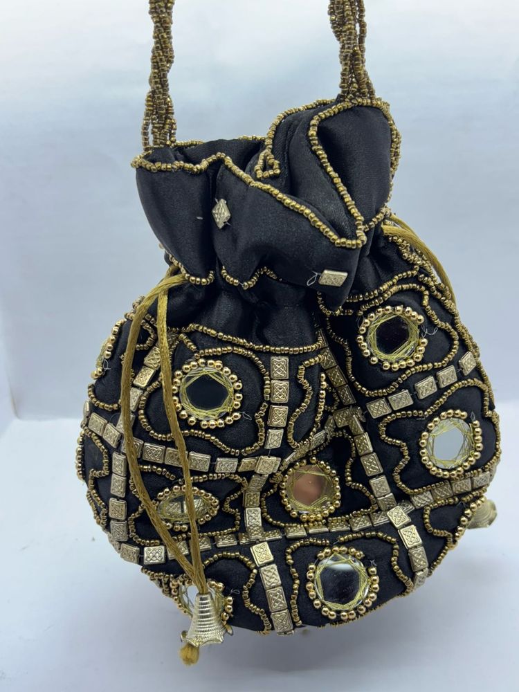 Elegant Beaded Drawstring Purse
