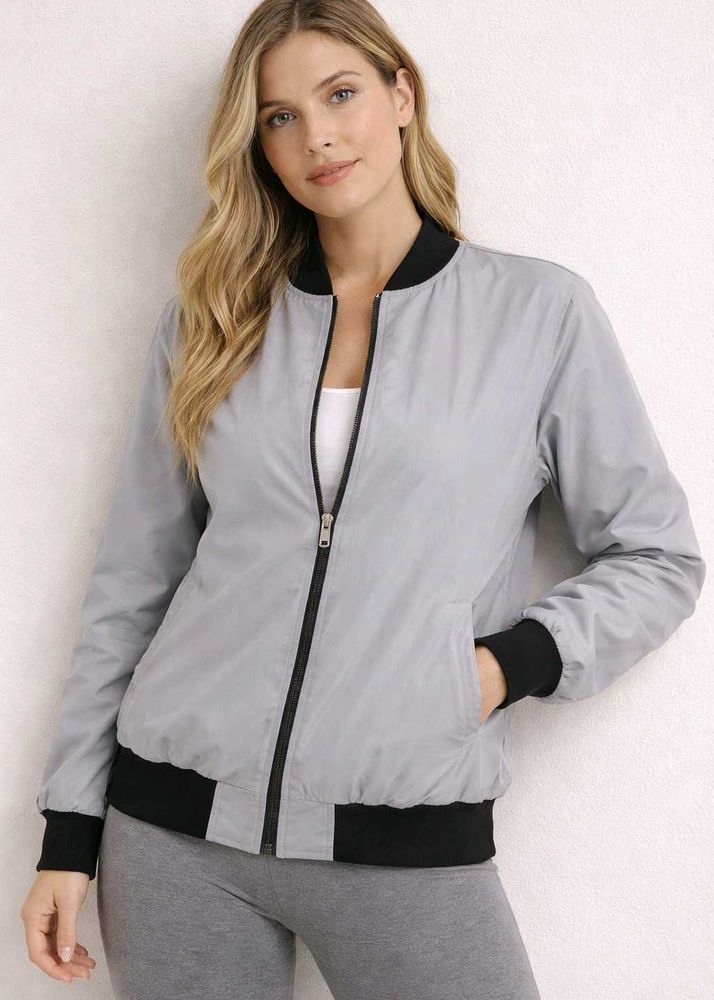 Stylish Grey Bomber Jacket
