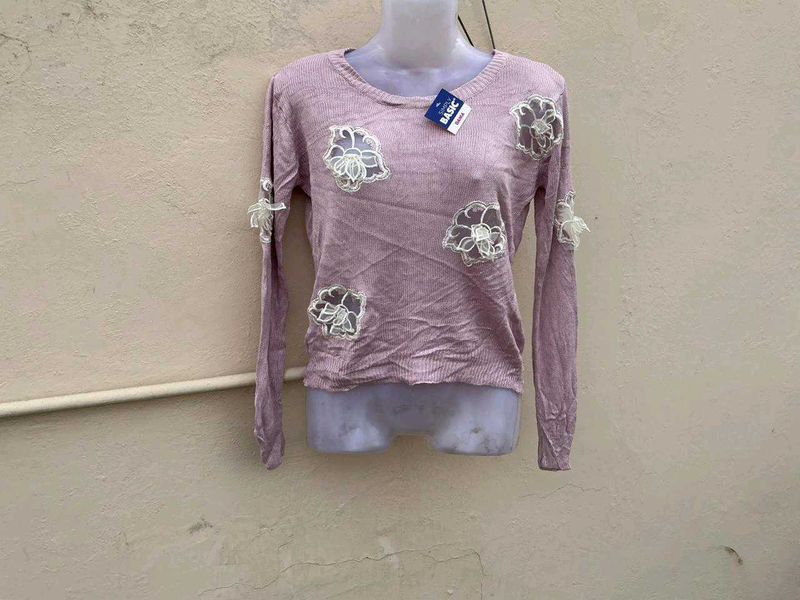 Floral Detail Long Sleeve Top