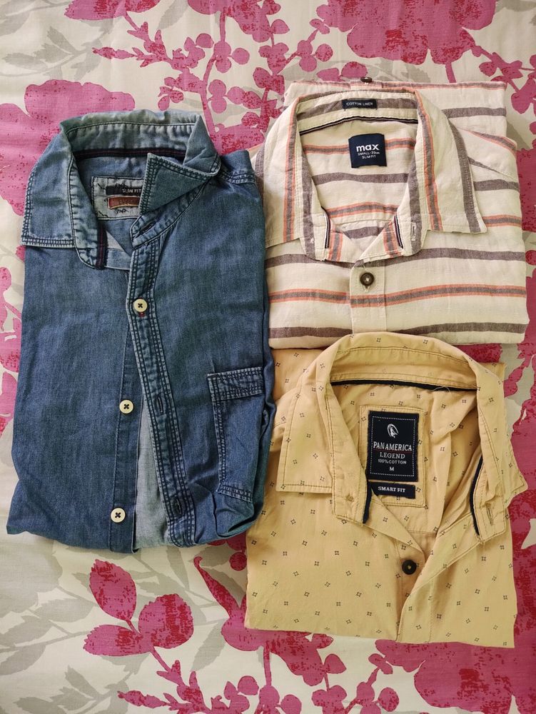 3 Full Sleeves Shirts For Men, Multicolour