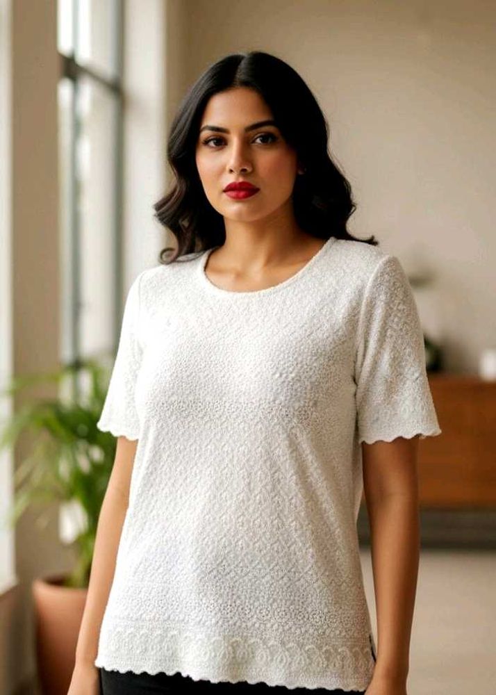 Light Pastel Green Chickenkari Elegant Tunic