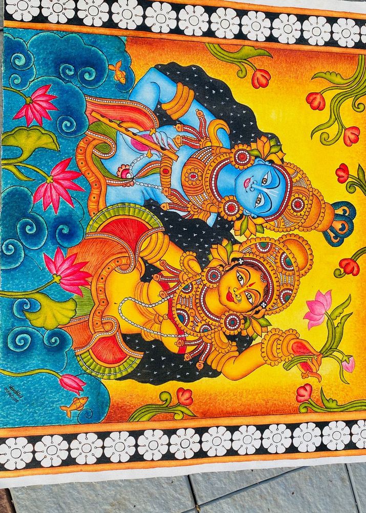 Krishna And Radha Kerala Mural Painting