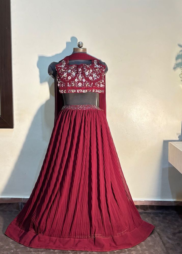 Elegant Maroon Embroidered Lehenga Choli
