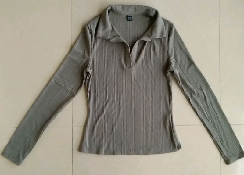 SHEIN Grey Full Sleeve Shirt Size:M