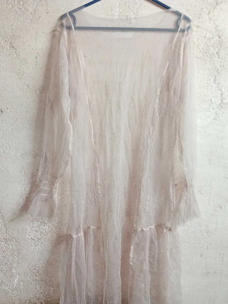 Partywear See-through Fashion Dress Sheer Cream
