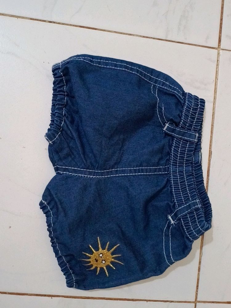 Jeans Half Pant For Girl Baby 0-1 Year