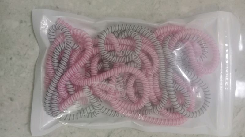 Spiral Hair Ties - Pink &amp; Gray