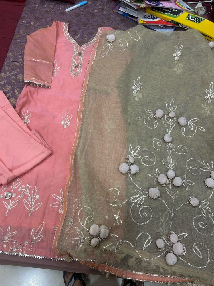 Peach Embroidered Salwar Kameez Set
