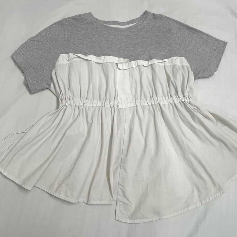 White Ruffle Hem Top