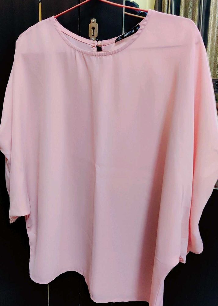 Shein Batwing Baby Pink Stylish Top