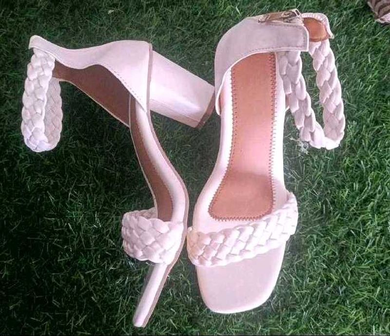 White Braided Heel