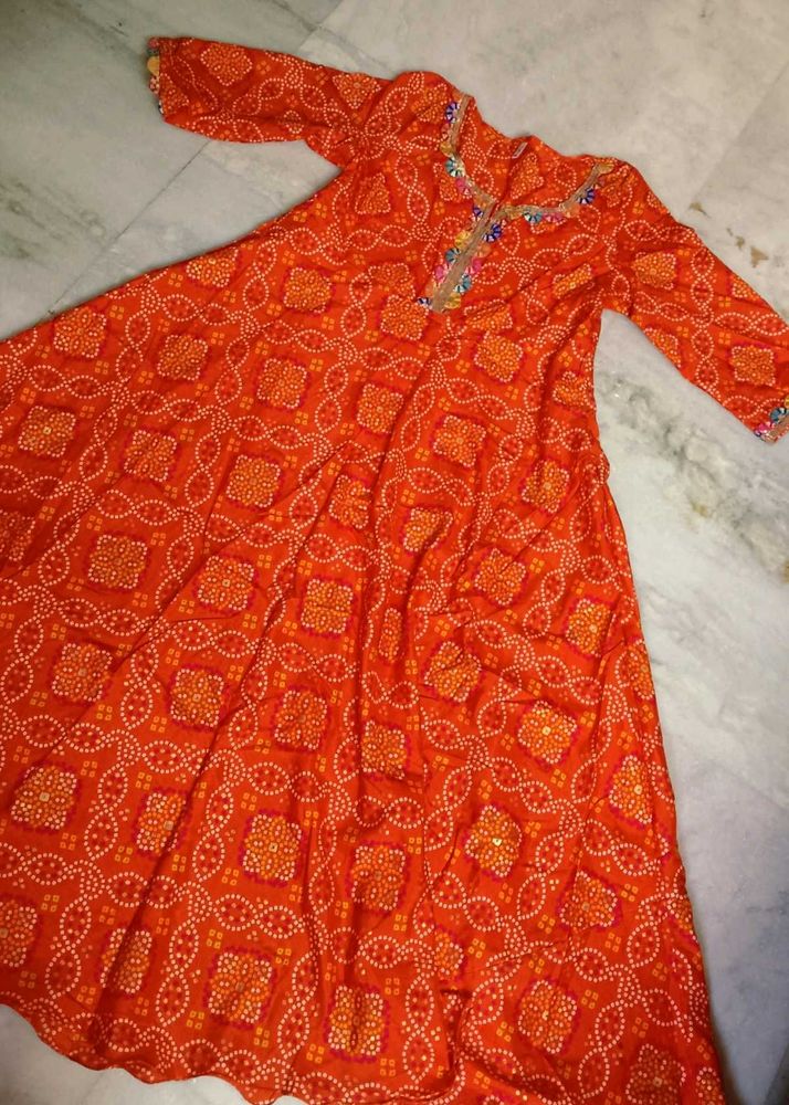 Orange Printed Gown