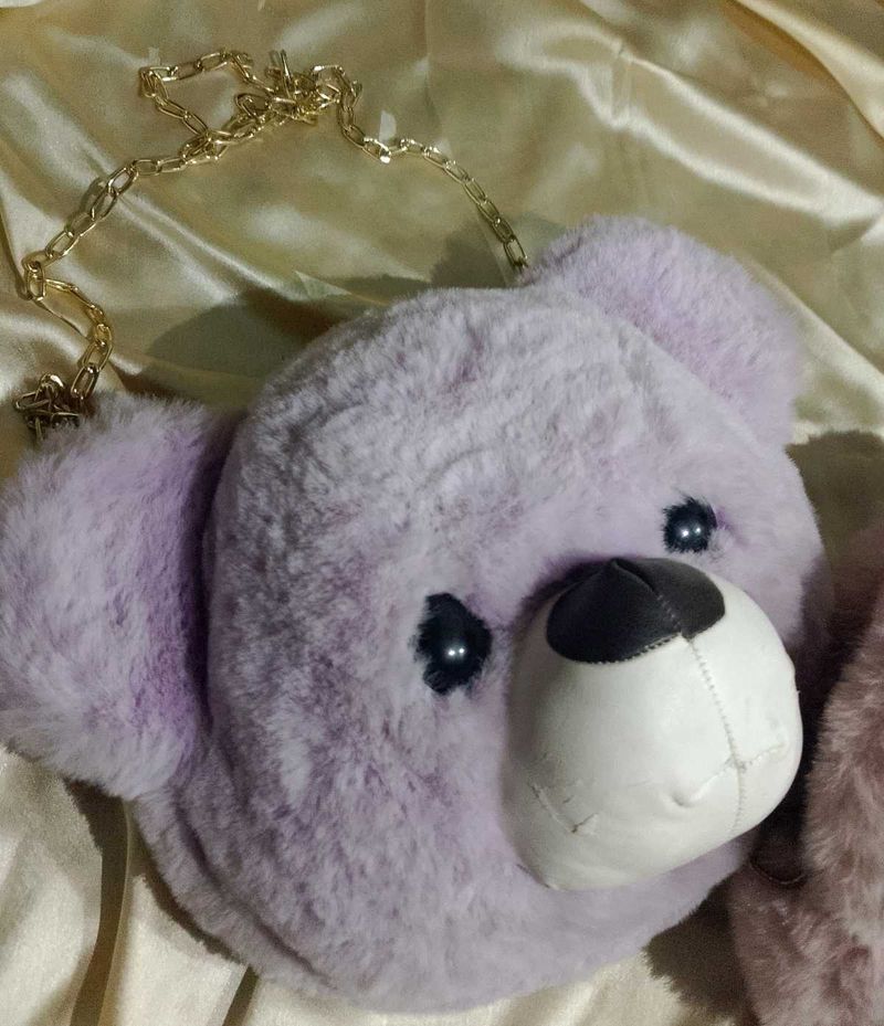 Fuzzy Bear Face Fur Sling bag
