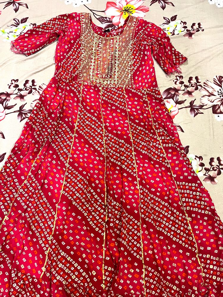 Long Anarkali Kurti Combo Set