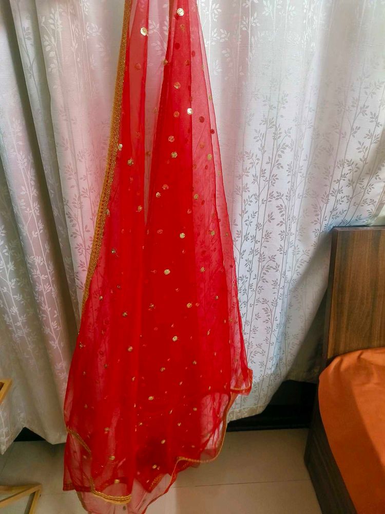 Red Sequin Dupatta