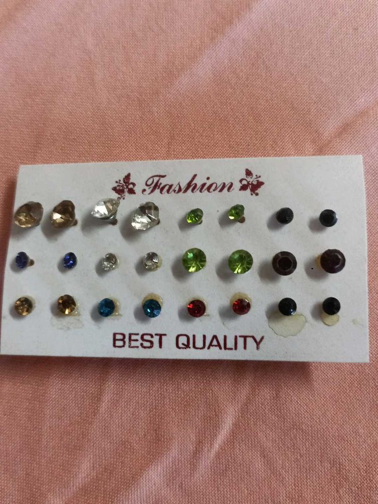 Stud Earring Set - Colorful Rhinestones