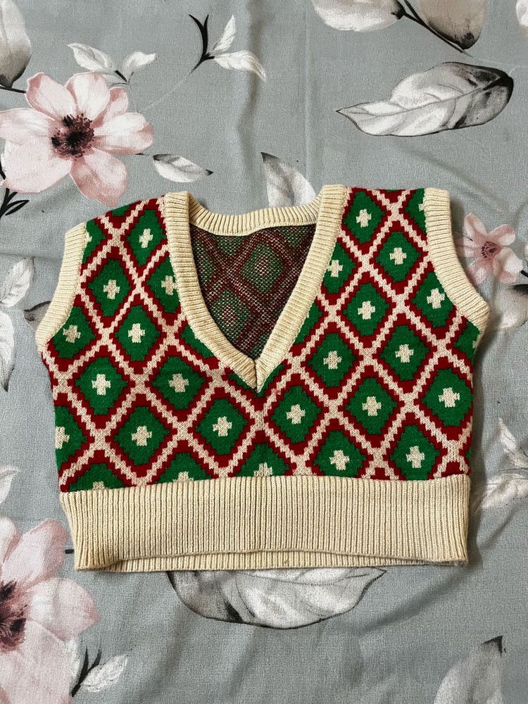 Retro Diamond Knit Vest
